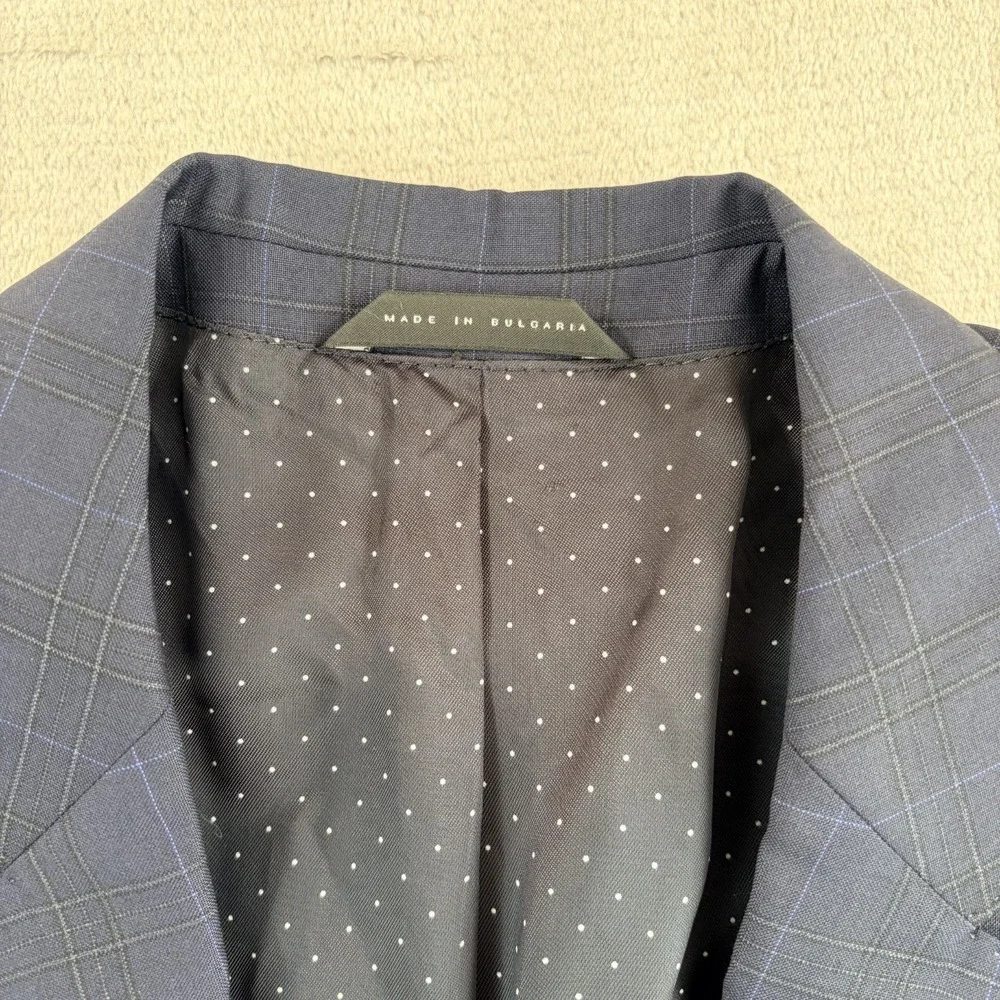 Hugo Boss Hutson1 Gander Blazer Jacket in Blue Plaid Super 100 Wool Men 40R